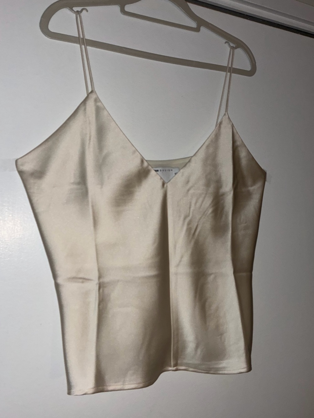ASOS (10) M Cream Ivory Satin V-Neck Spaghetti Strap Cami Top
